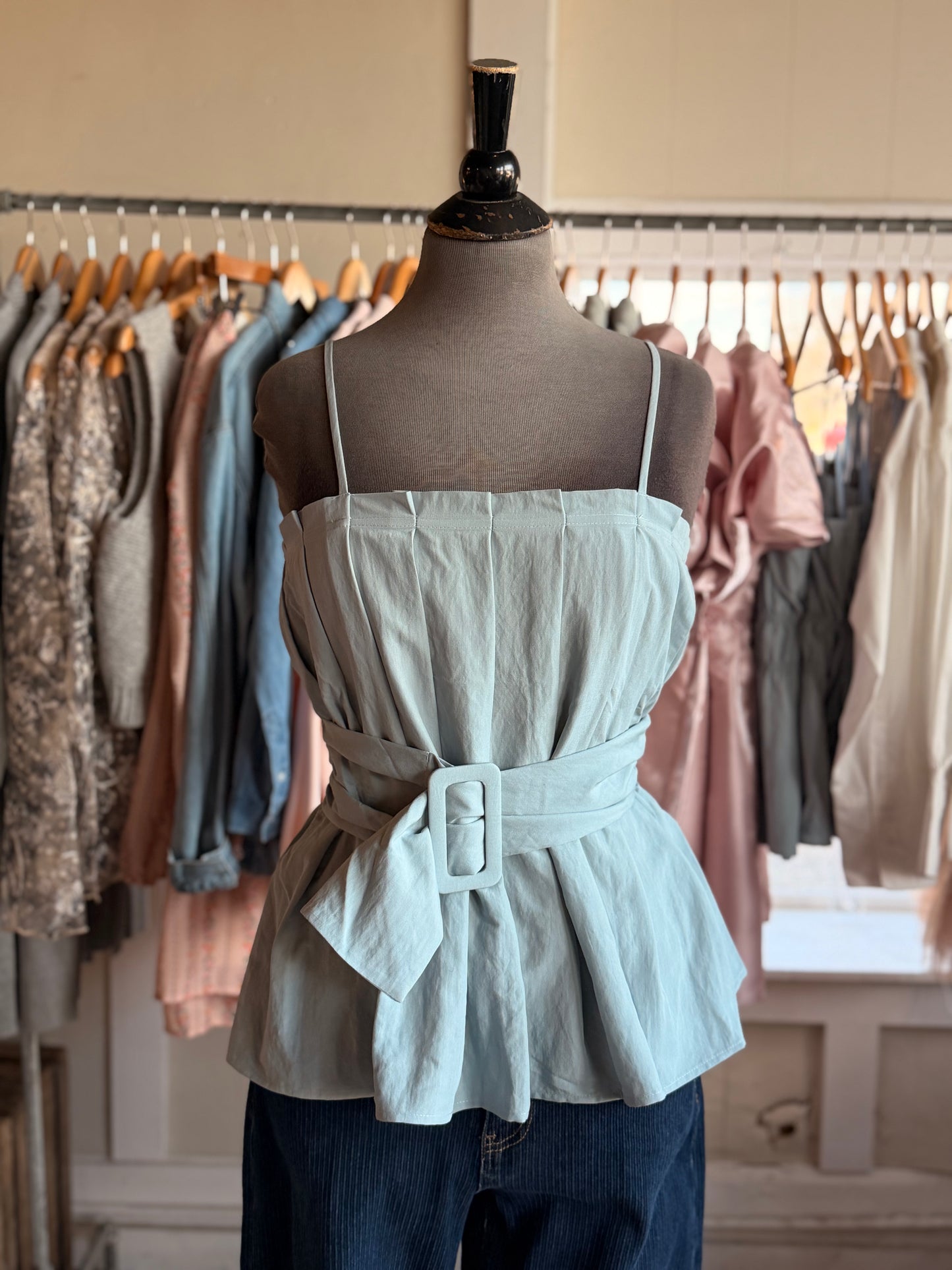 Pleated Tank with Belt