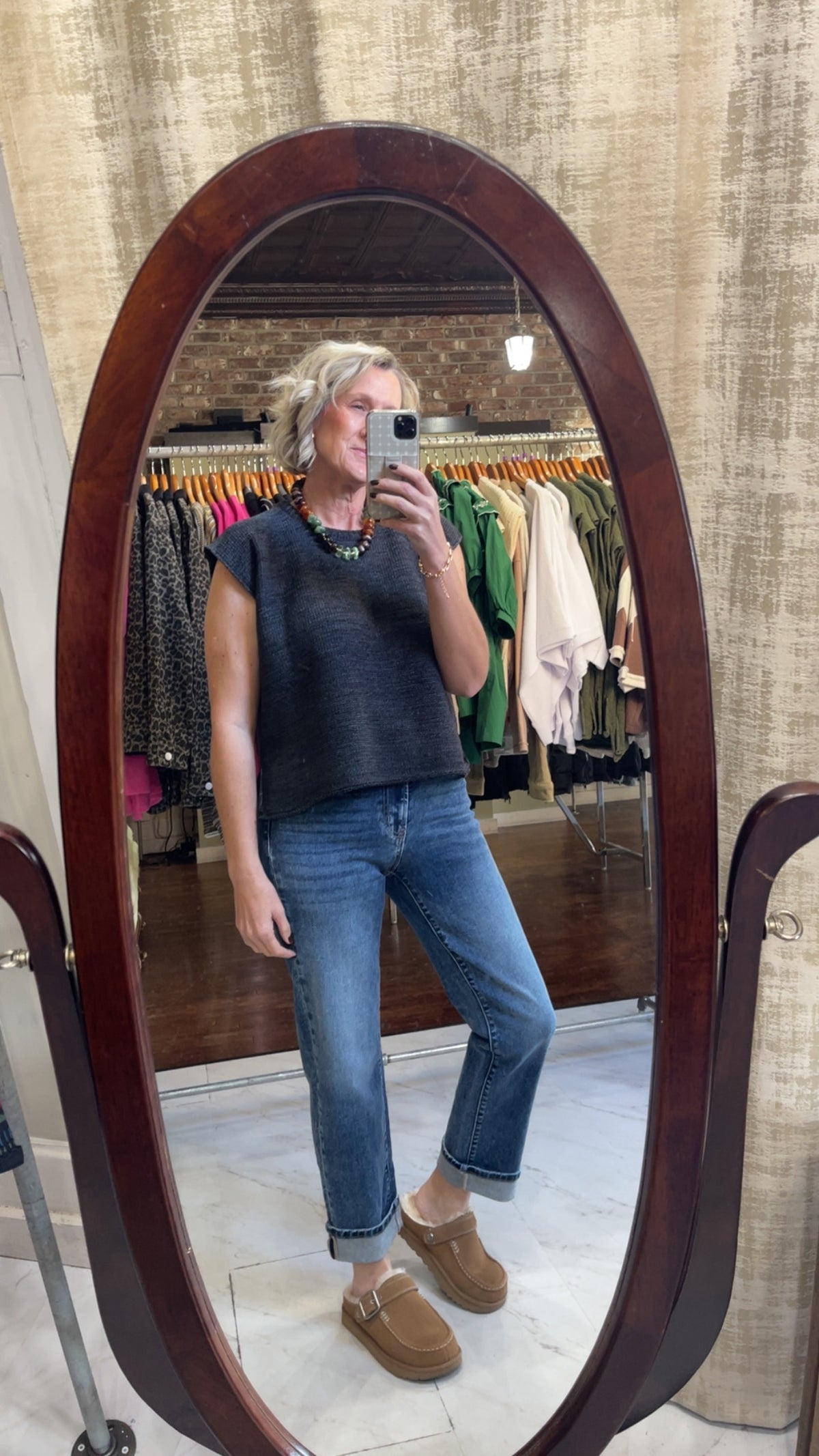 Dark Cuffed Jeans - Zenana