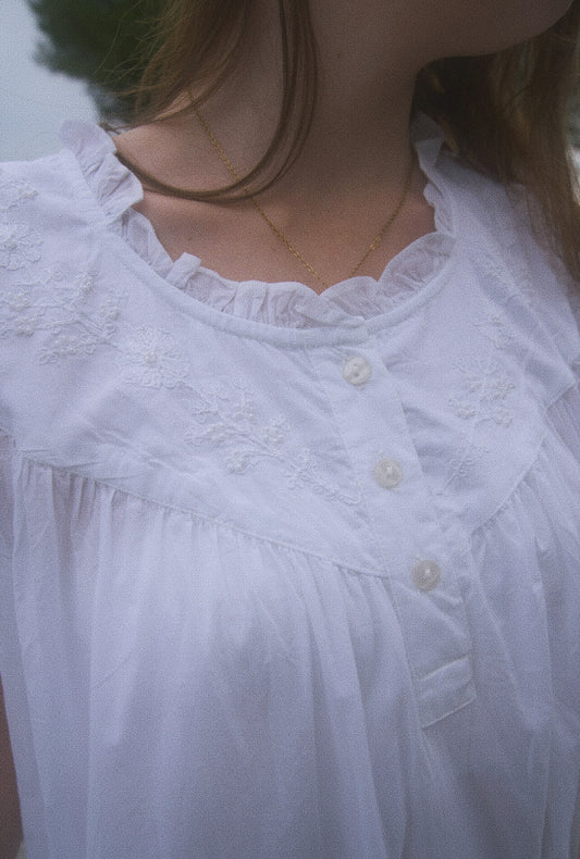 White Pearl Embroidered Nighdress
