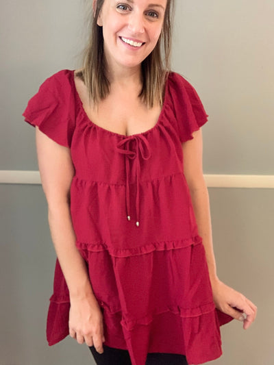 Burgundy Tiered Top