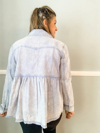 Denim Long Sleeve Button Top