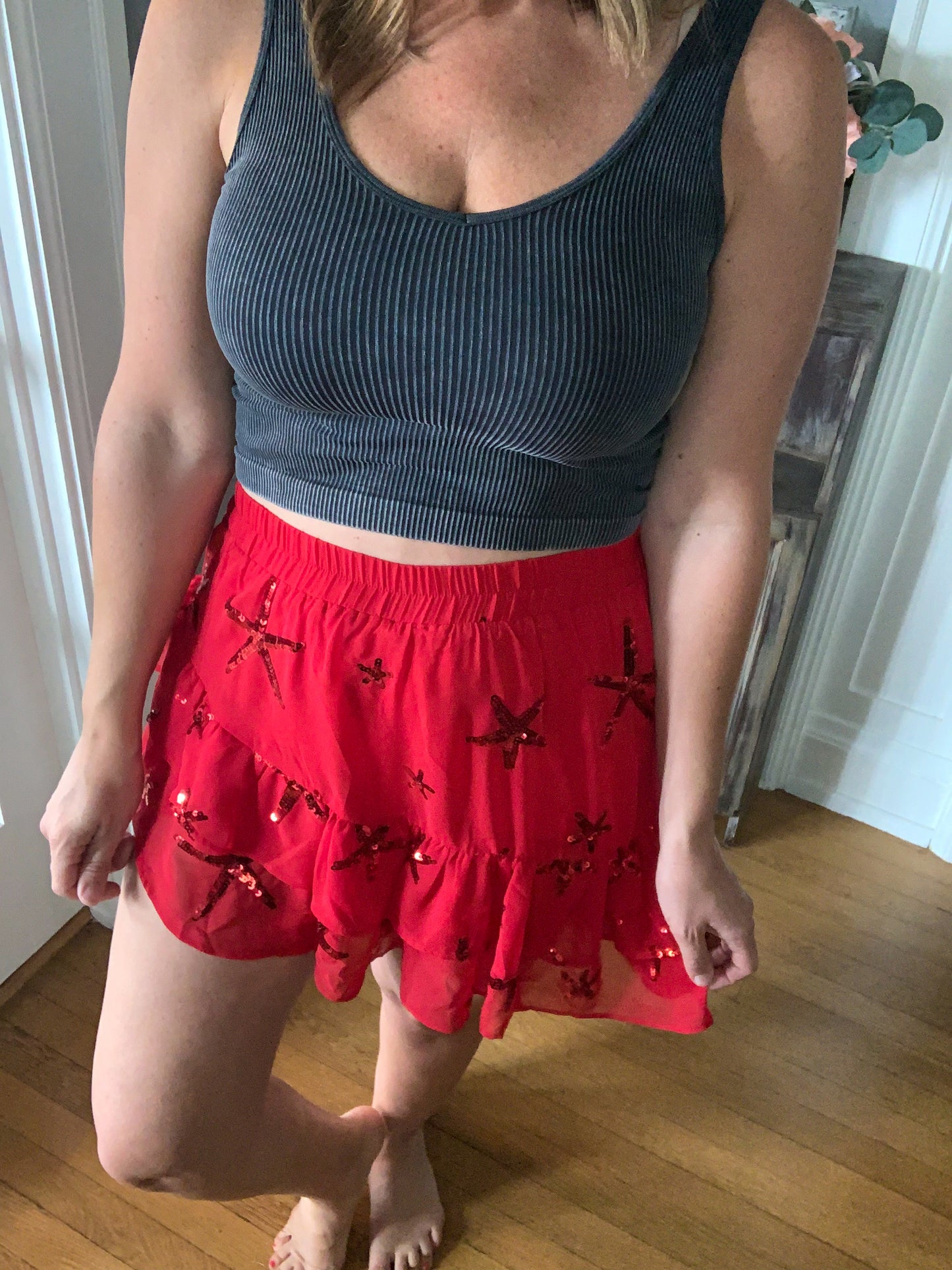 Red Sequin Skort