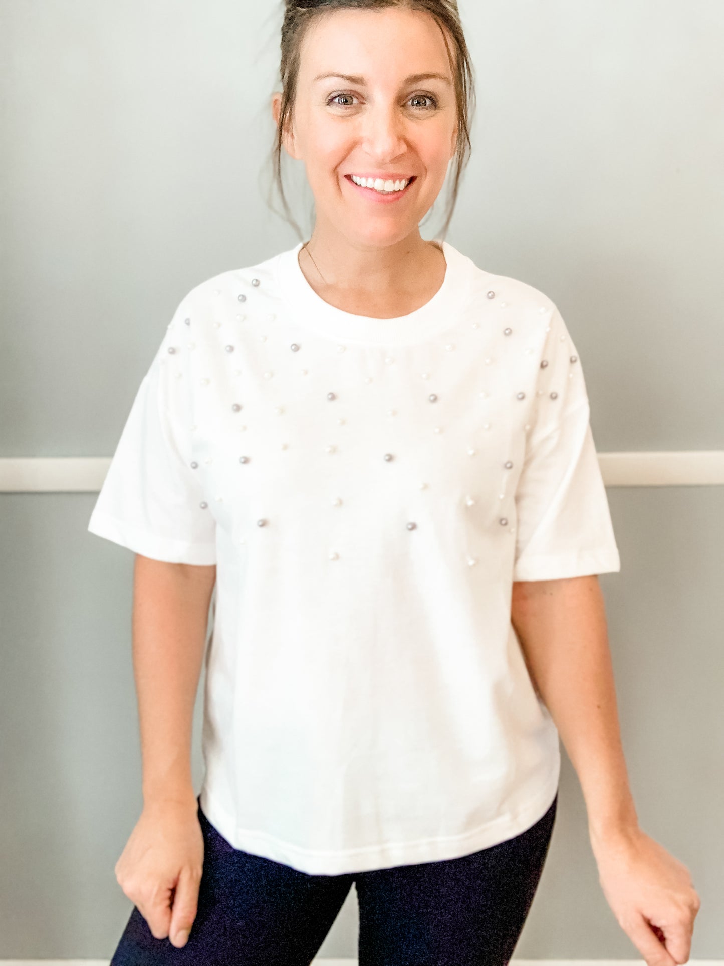 White Pearl Detail Top