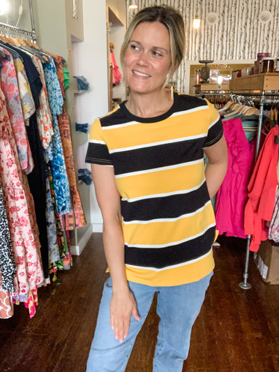 Black and Yellow Striped Tee