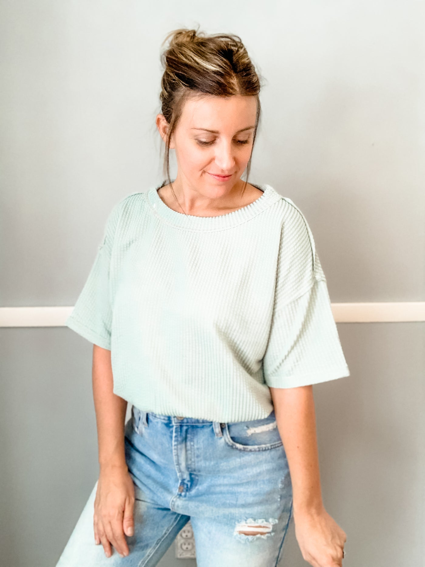 Sage Short Sleeve Ribbed Body Suit