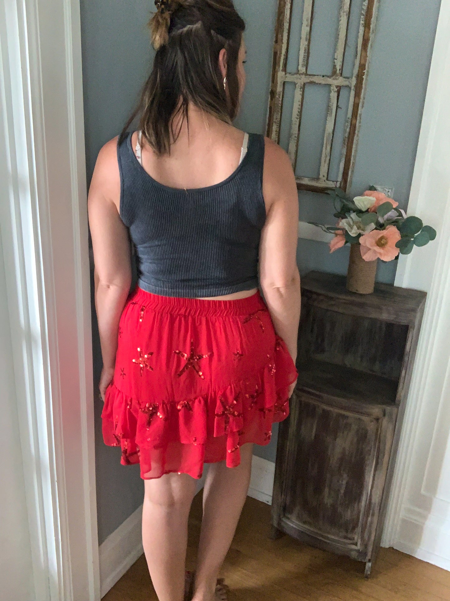 Red Sequin Skort