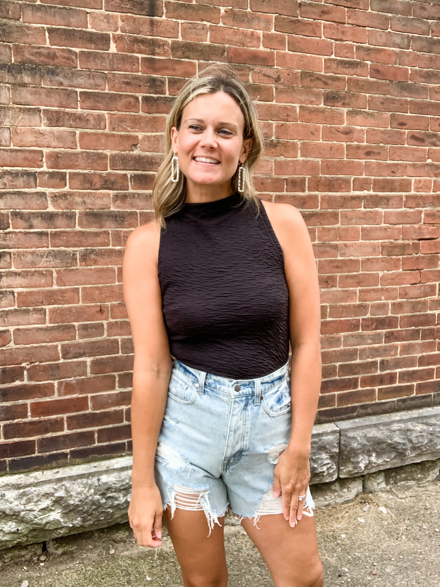 Black Textured Tank Top