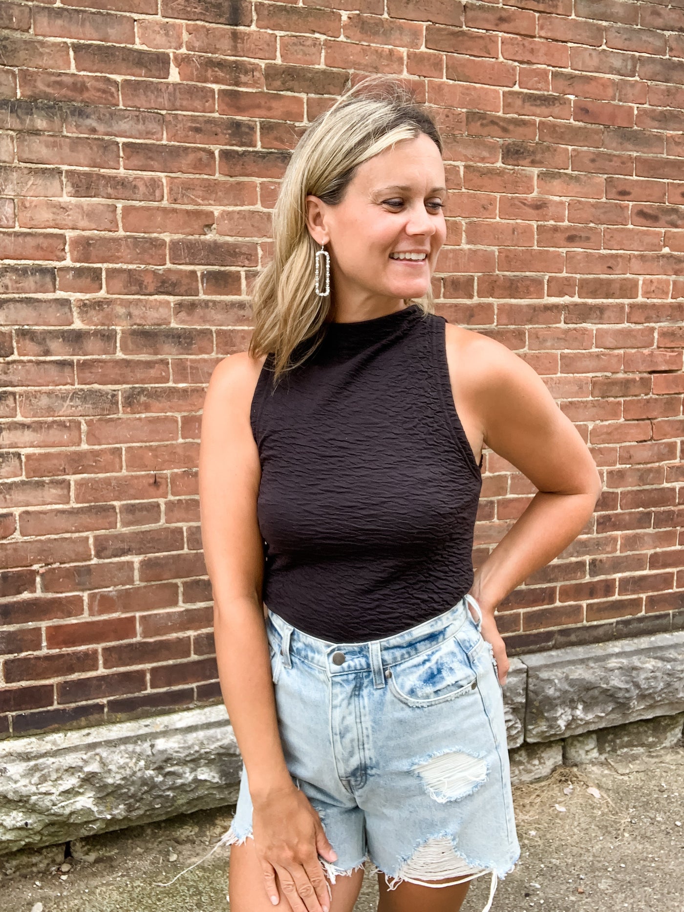 Black Textured Tank Top