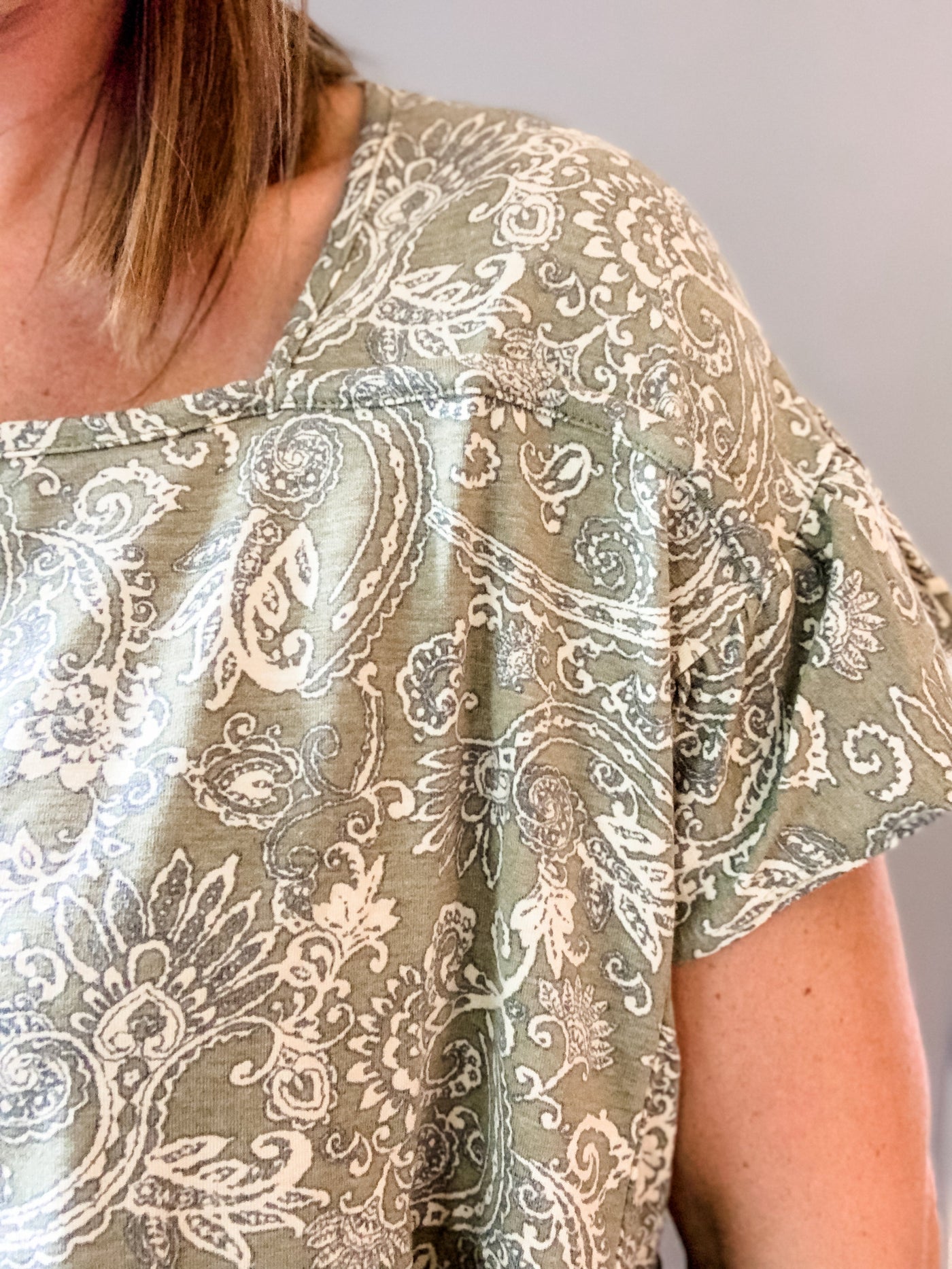 Olive Paisley Top