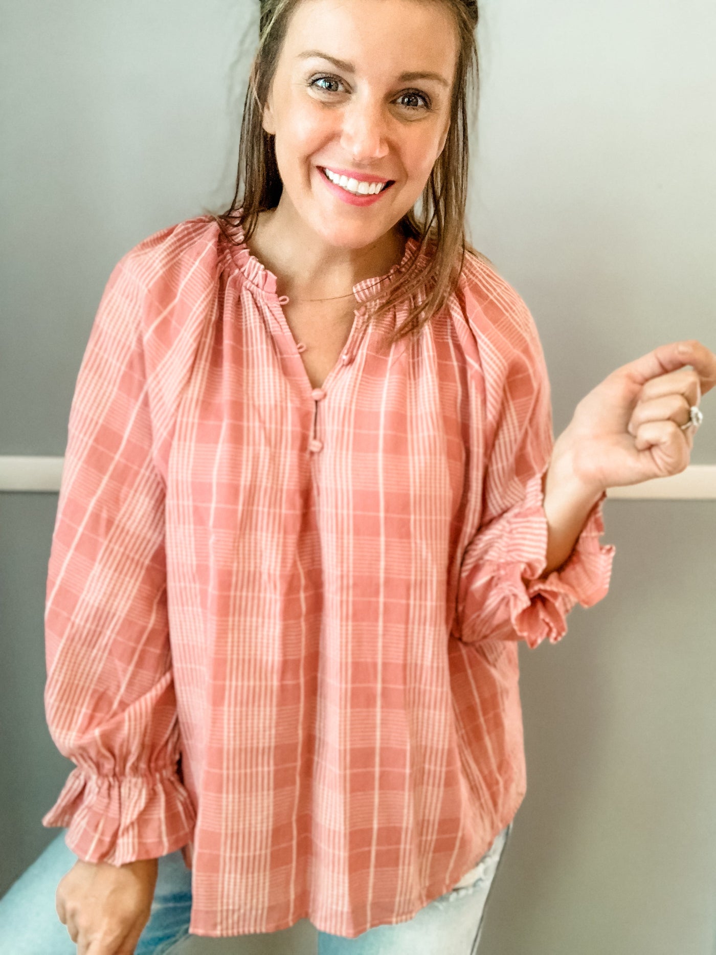 Blush Plaid Top