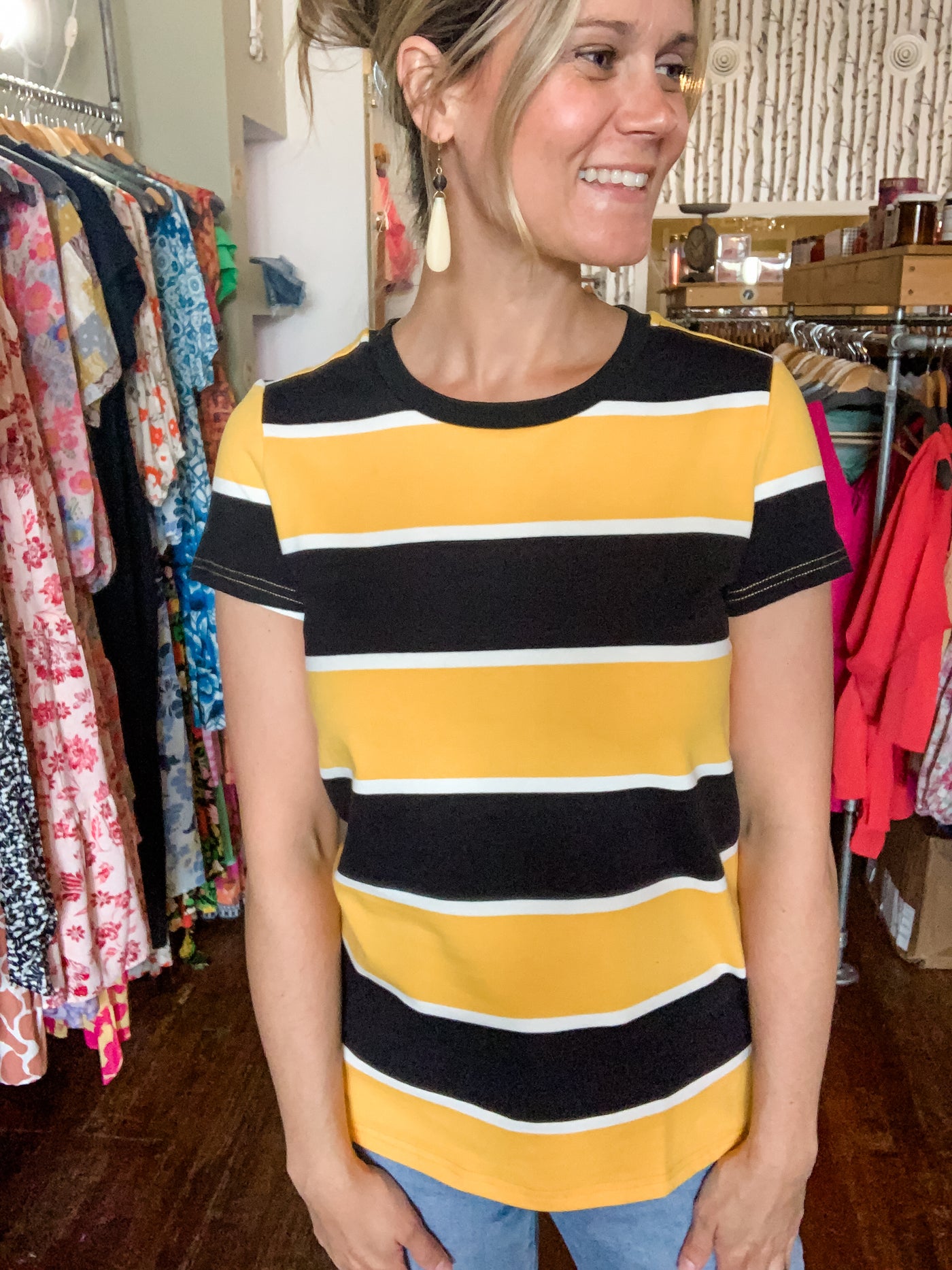 Black and Yellow Striped Tee