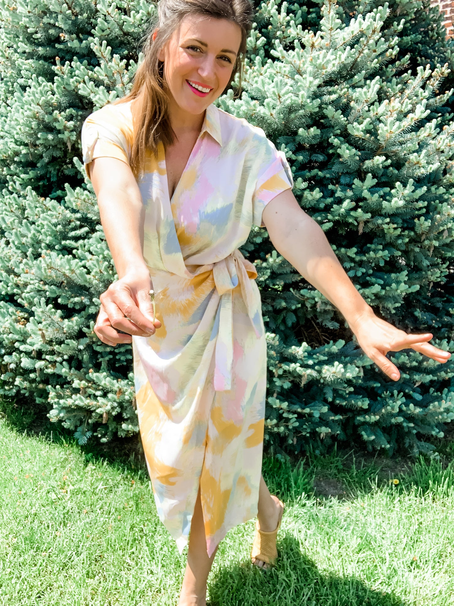 Summer Splash Wrap Style Midi Dress