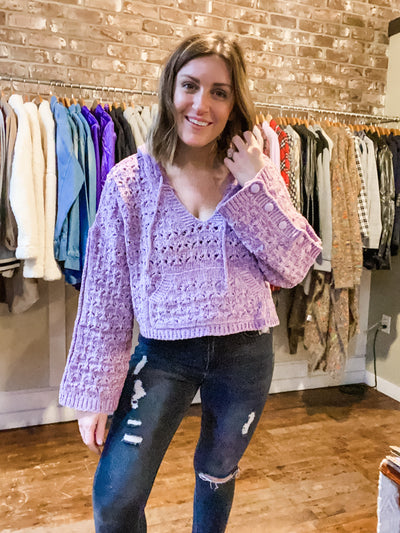 Super Soft Lilac Open Knit Hoodie