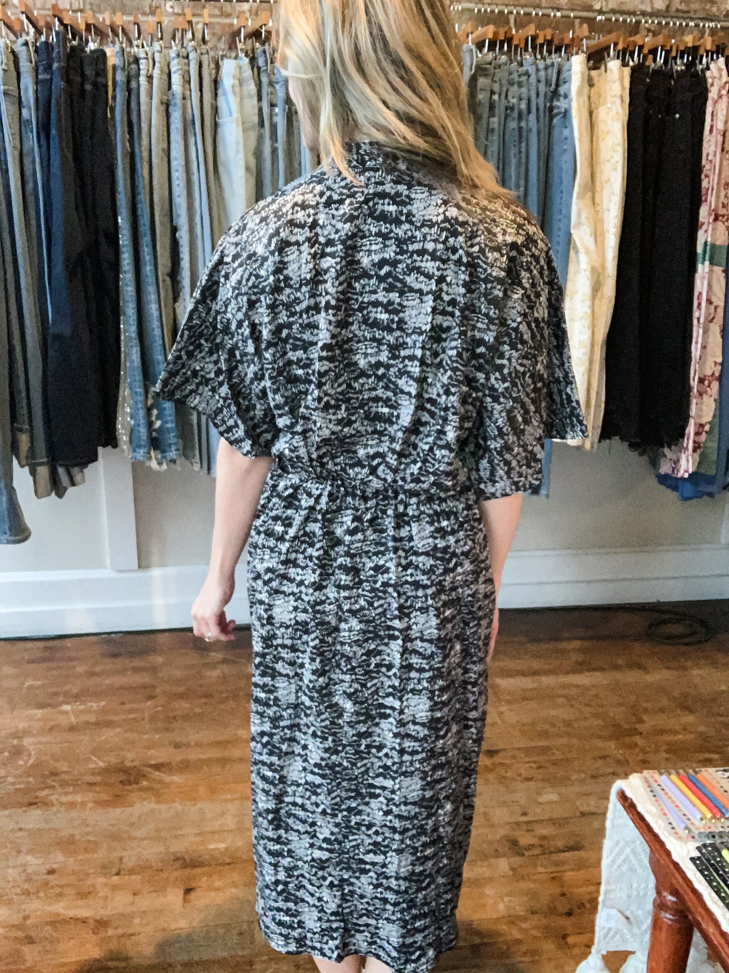 Black Print Midi Dress
