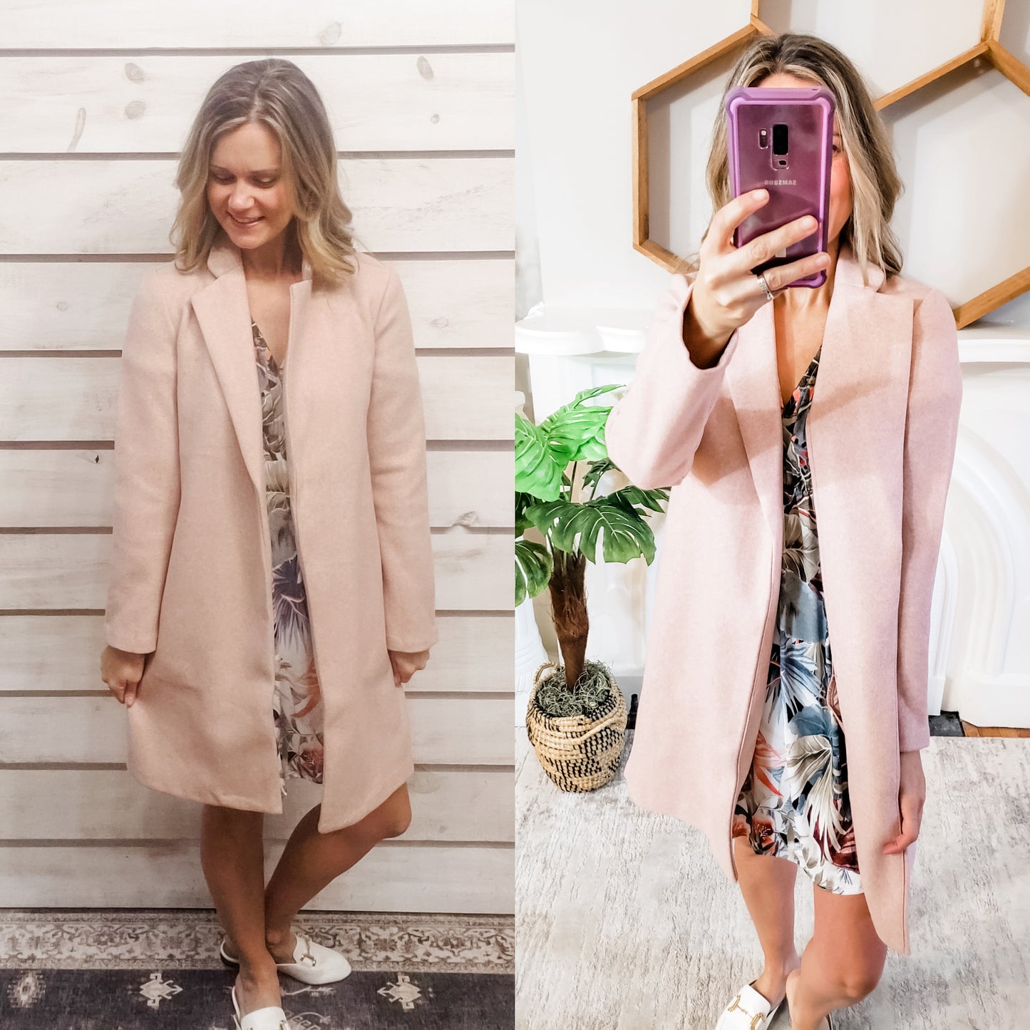 Blush Open Front Dress Coat