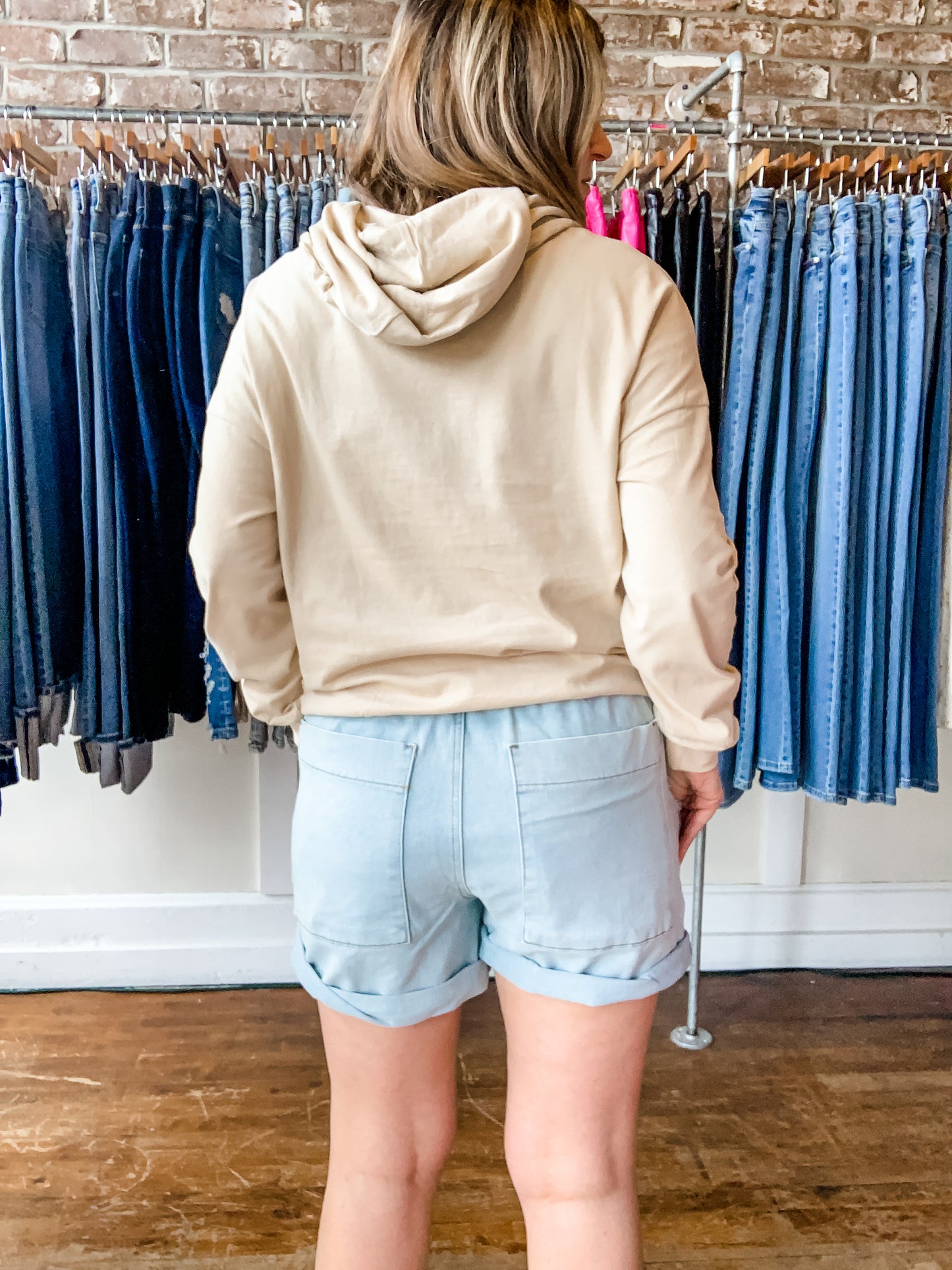 Natural Tie Neck Hoodie