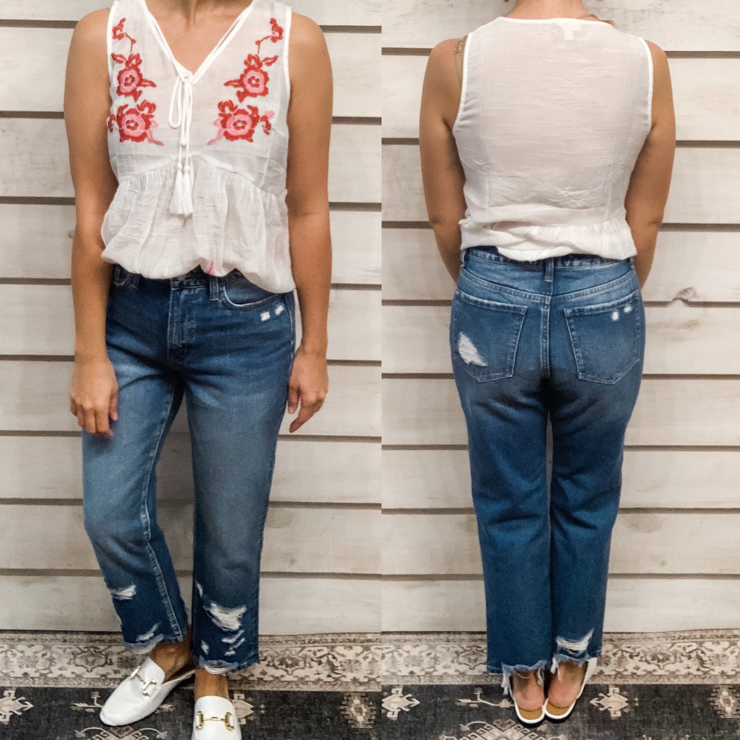 Vervet Distressed High Rise Mom Jeans