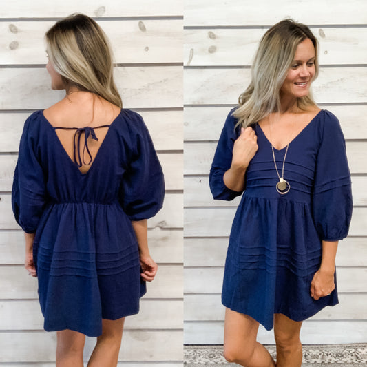 Navy Tiered Dress