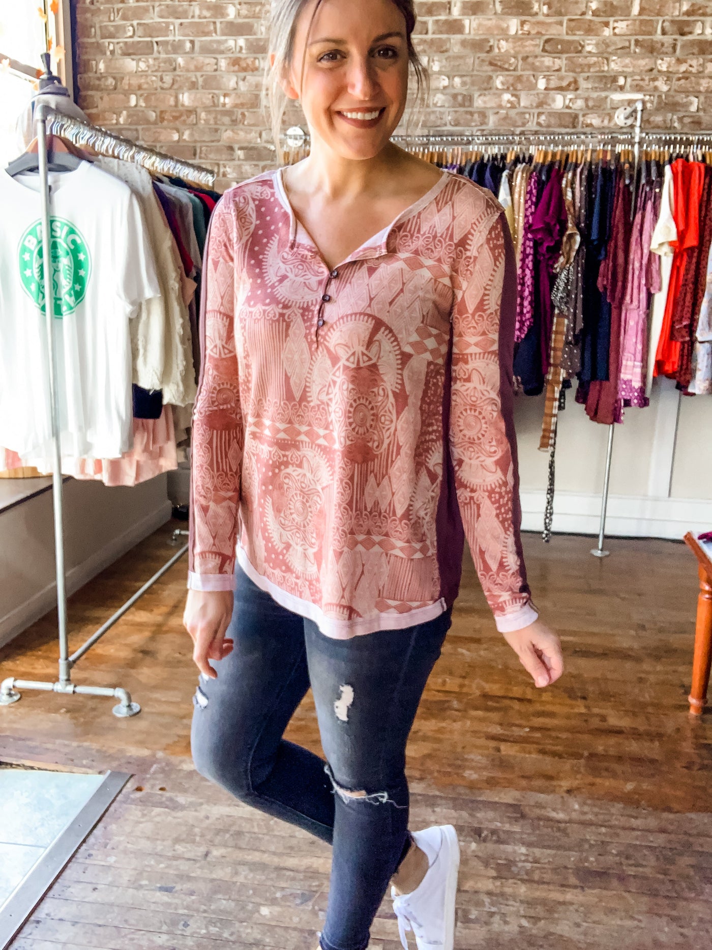 Brick Tribal Henley Top