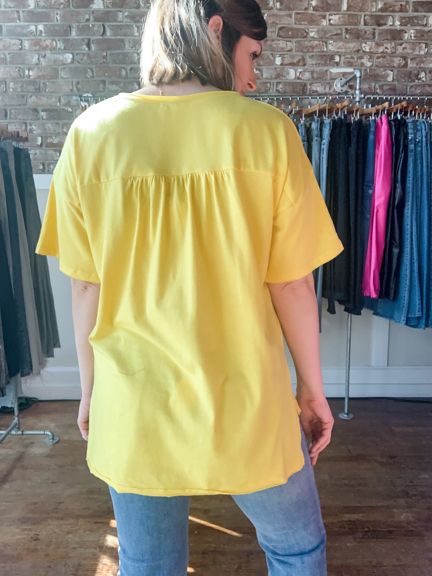 Yellow V Neck T Shirt