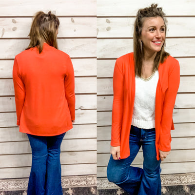 Coral Open Front Lightweight Cardigan