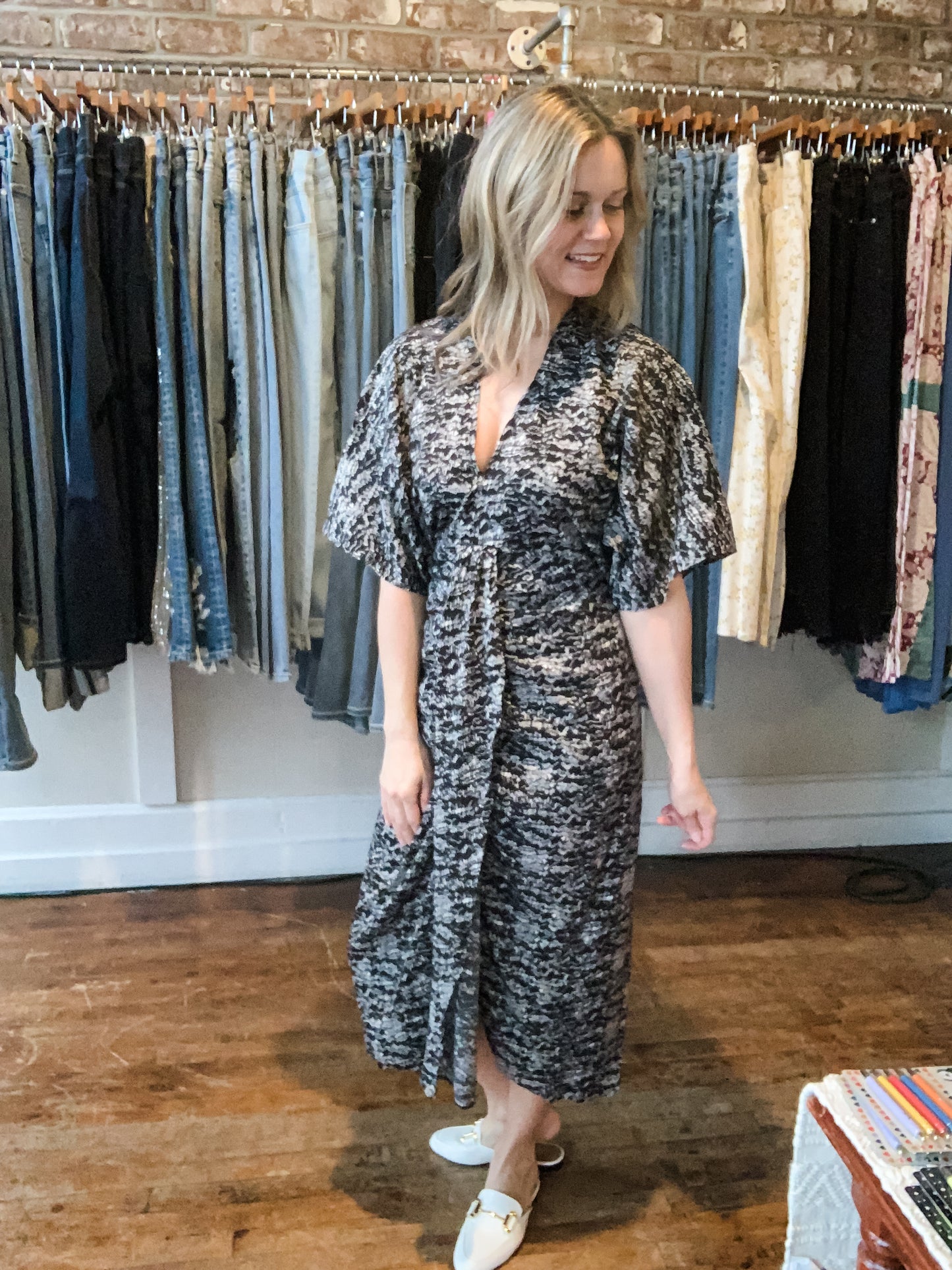 Black Print Midi Dress