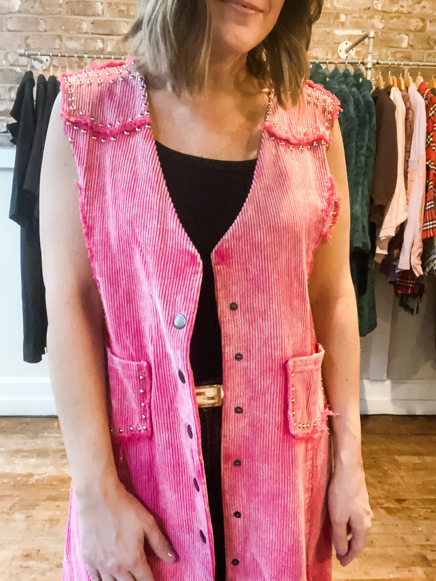 Hot Pink Corduroy Vest
