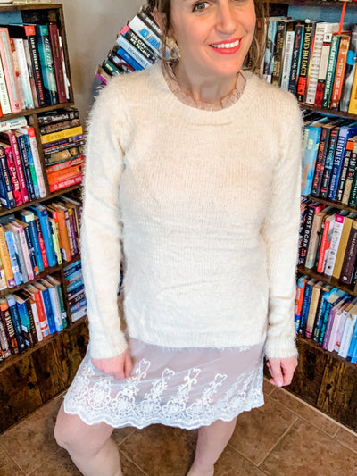 Cream Lace Bottom Tunic Dress