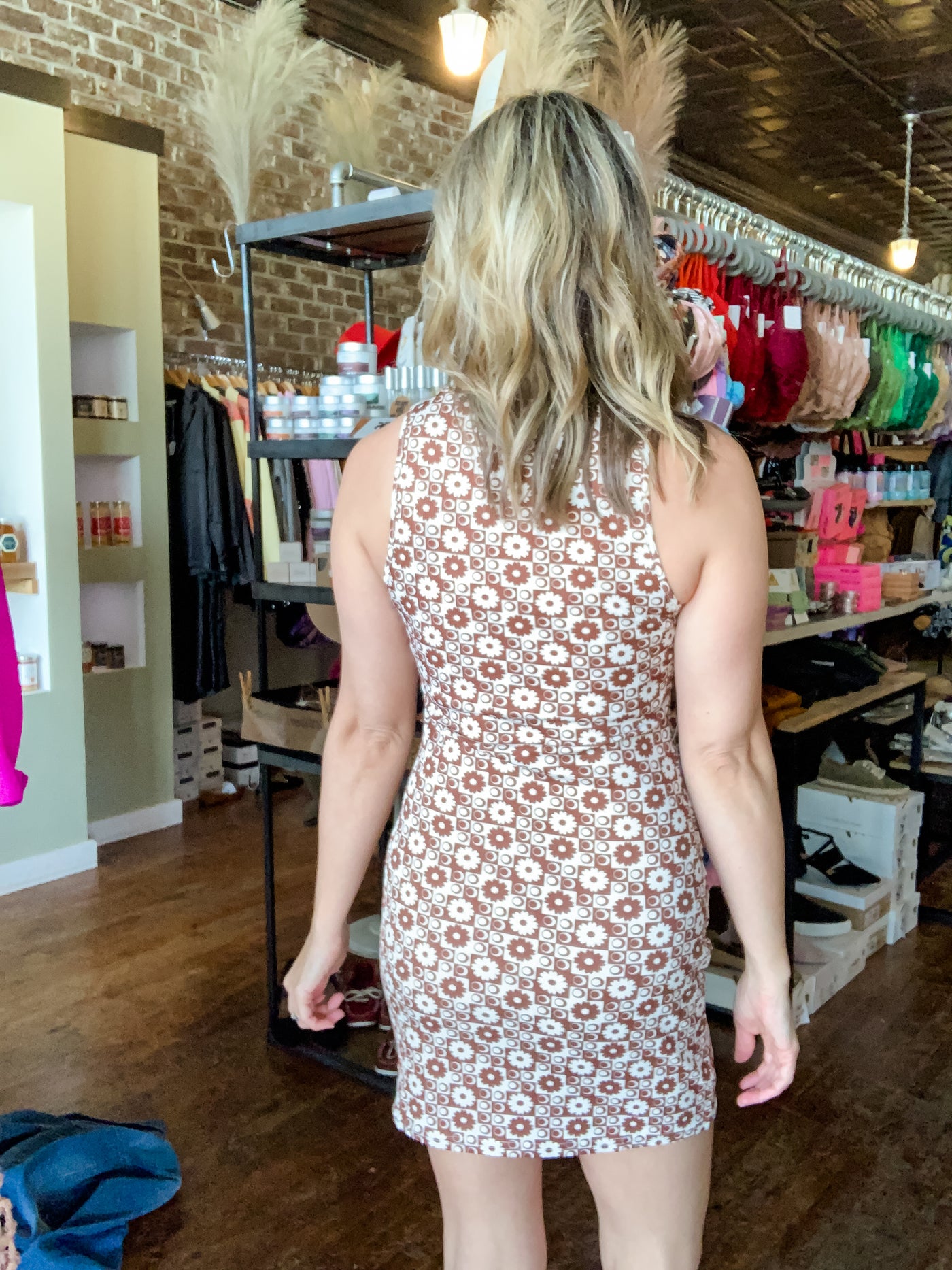 Brown Floral Print Dress
