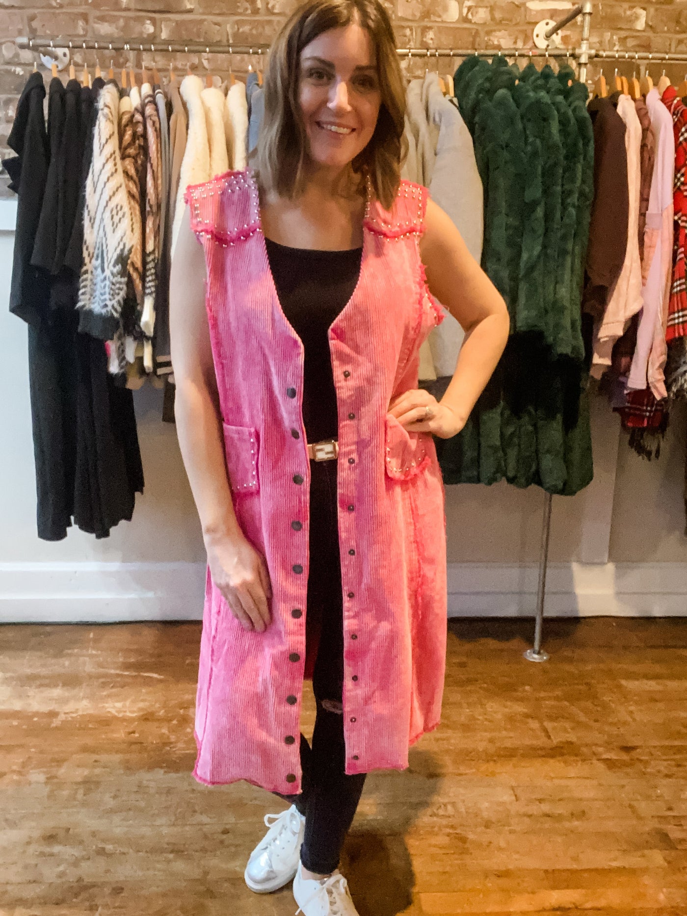 Hot Pink Corduroy Vest