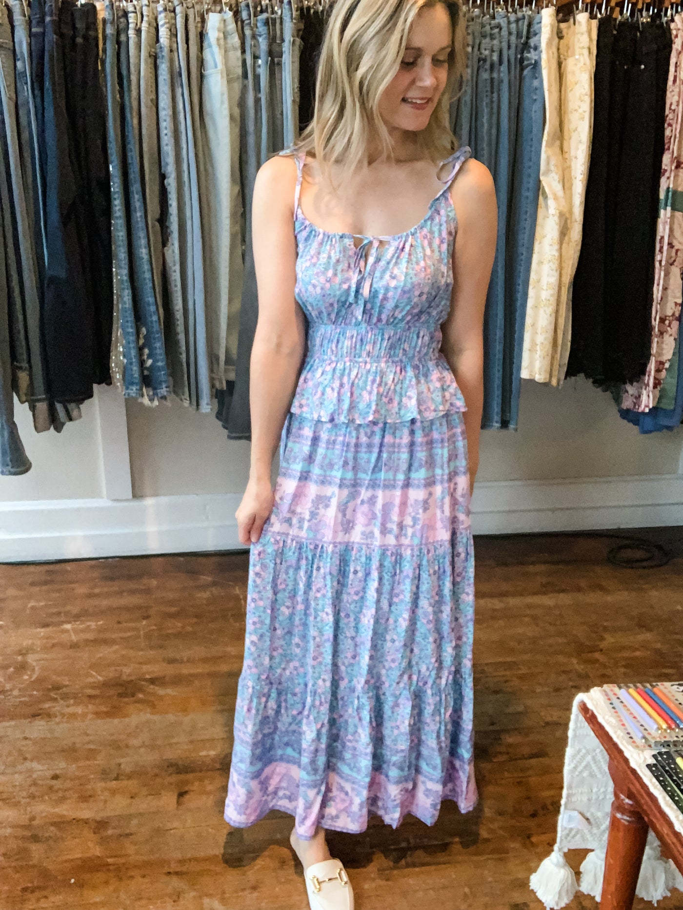 Blue Floral Maxi Dress