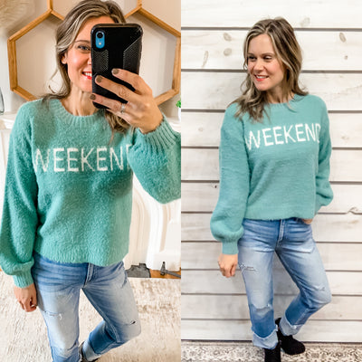 Brushed Teal Weekend Sweater