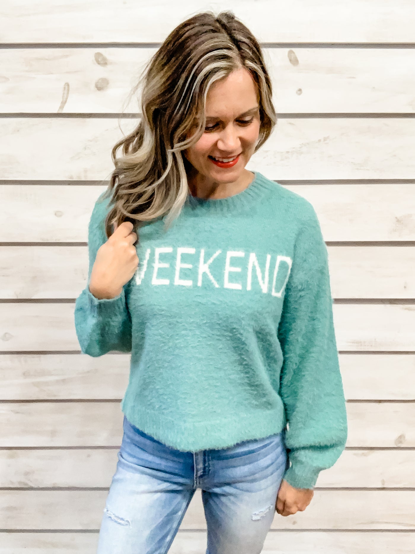 Brushed Teal Weekend Sweater