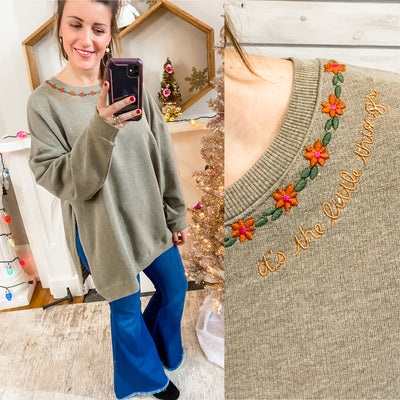 It's the Little Things Tunic Sweatshirt with Slit Side