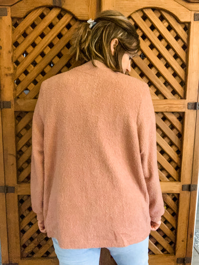 Dusty Pink Lined Sherpa Cardigan