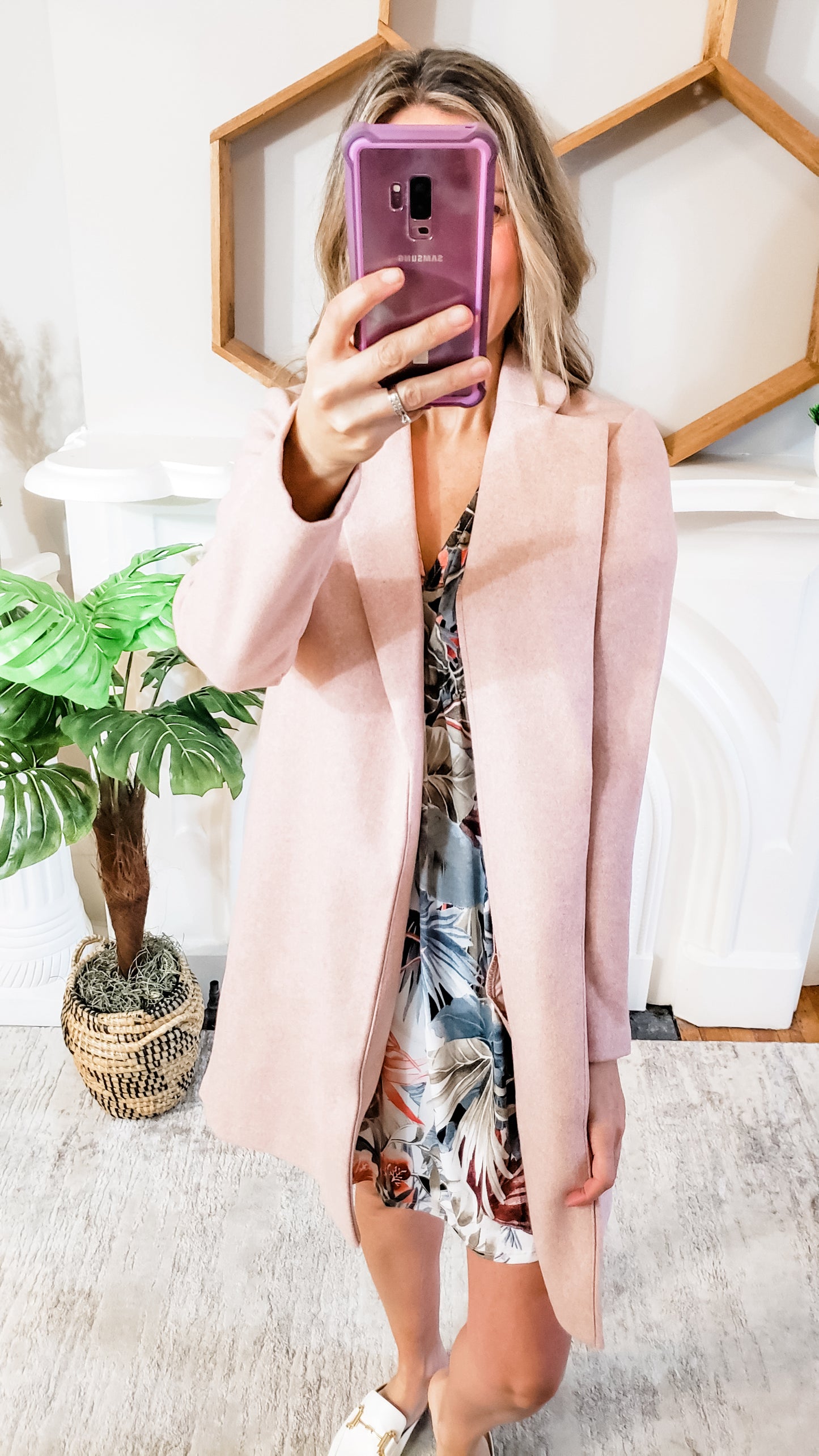 Blush Open Front Dress Coat