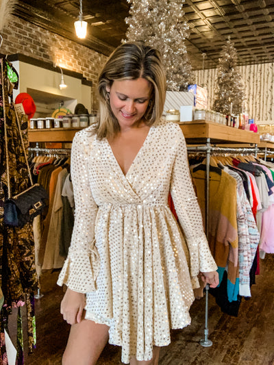 Cream Sequin Dress