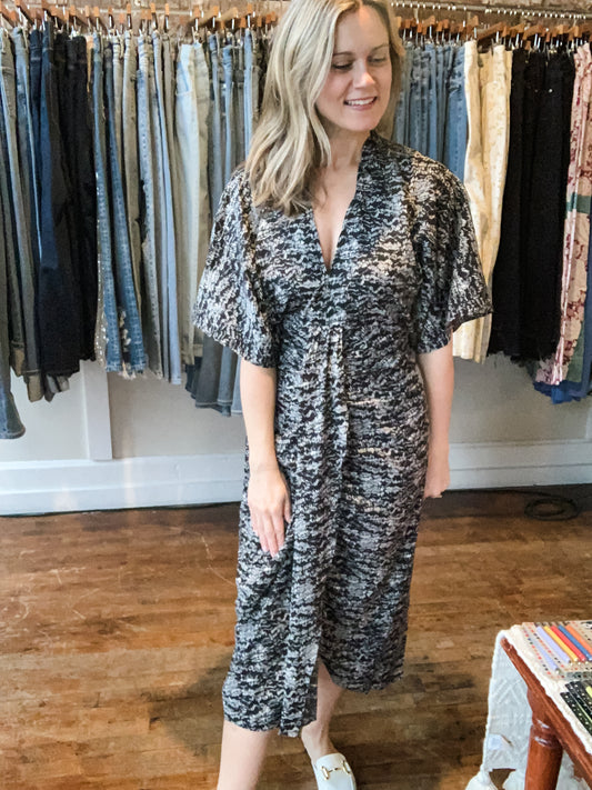 Black Print Midi Dress